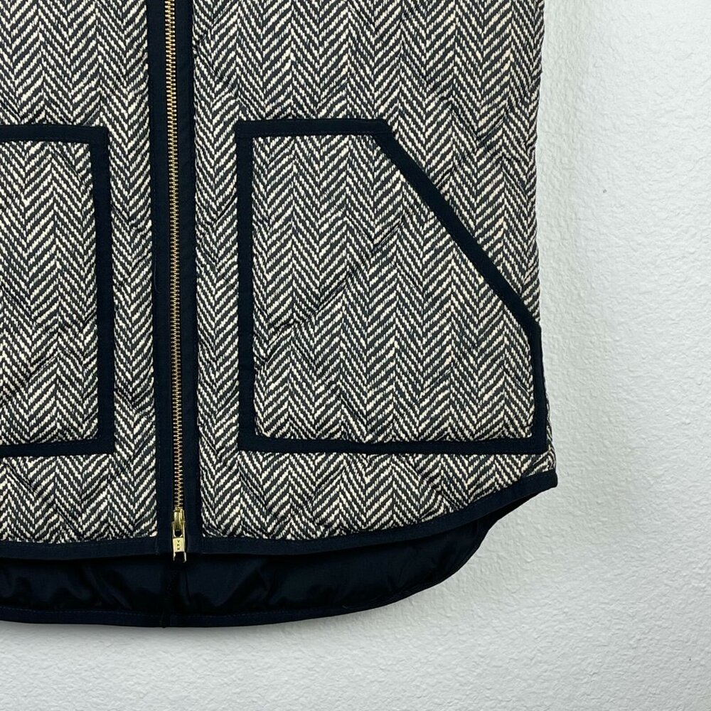J.CREW Quilted Vest Womens Size XXS Excursion Herringbone Full Zip Down Gray - Picture 6 of 9
